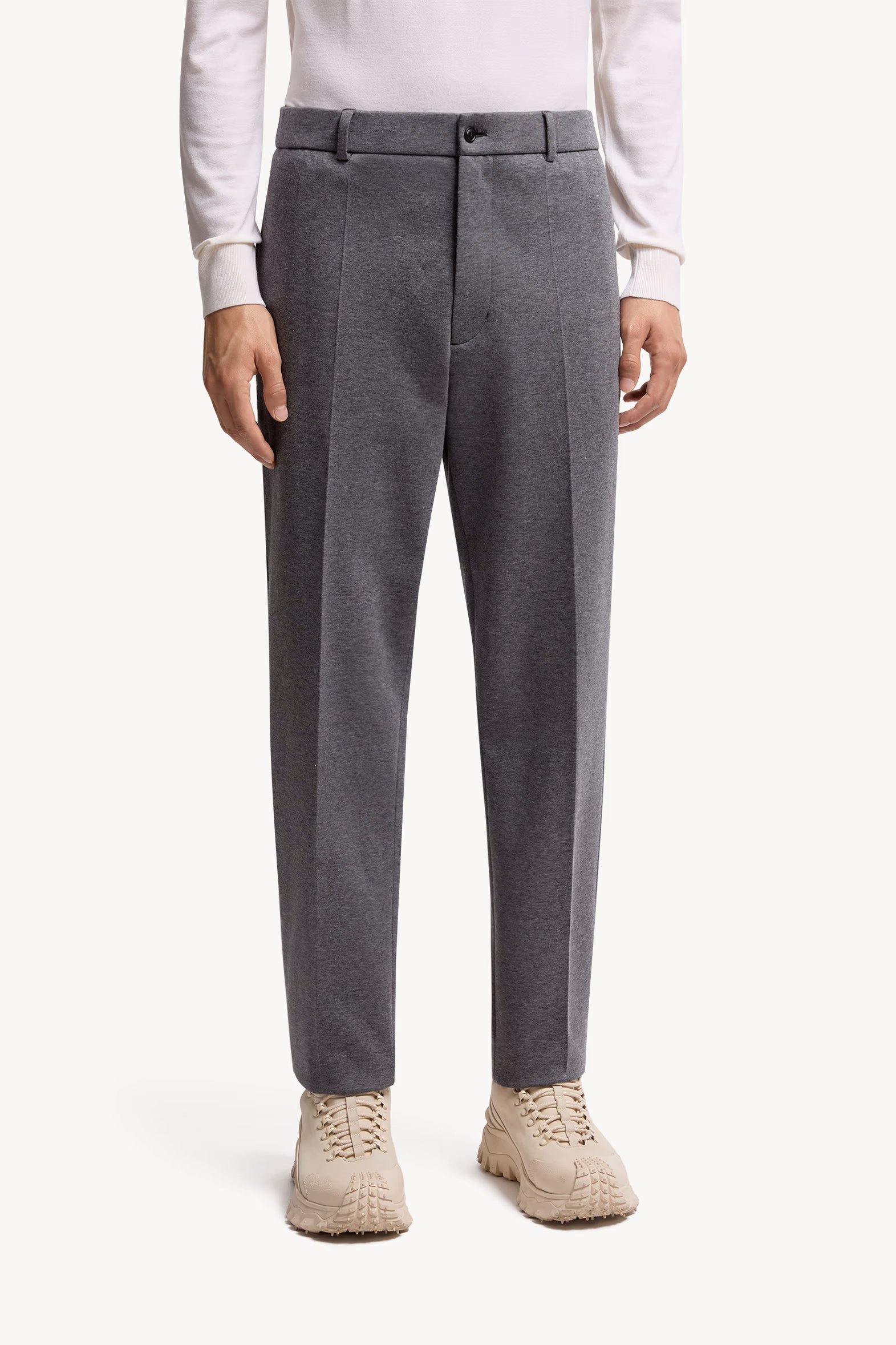 Cotton Blend Tailored Pants Men Grey Moncler 3